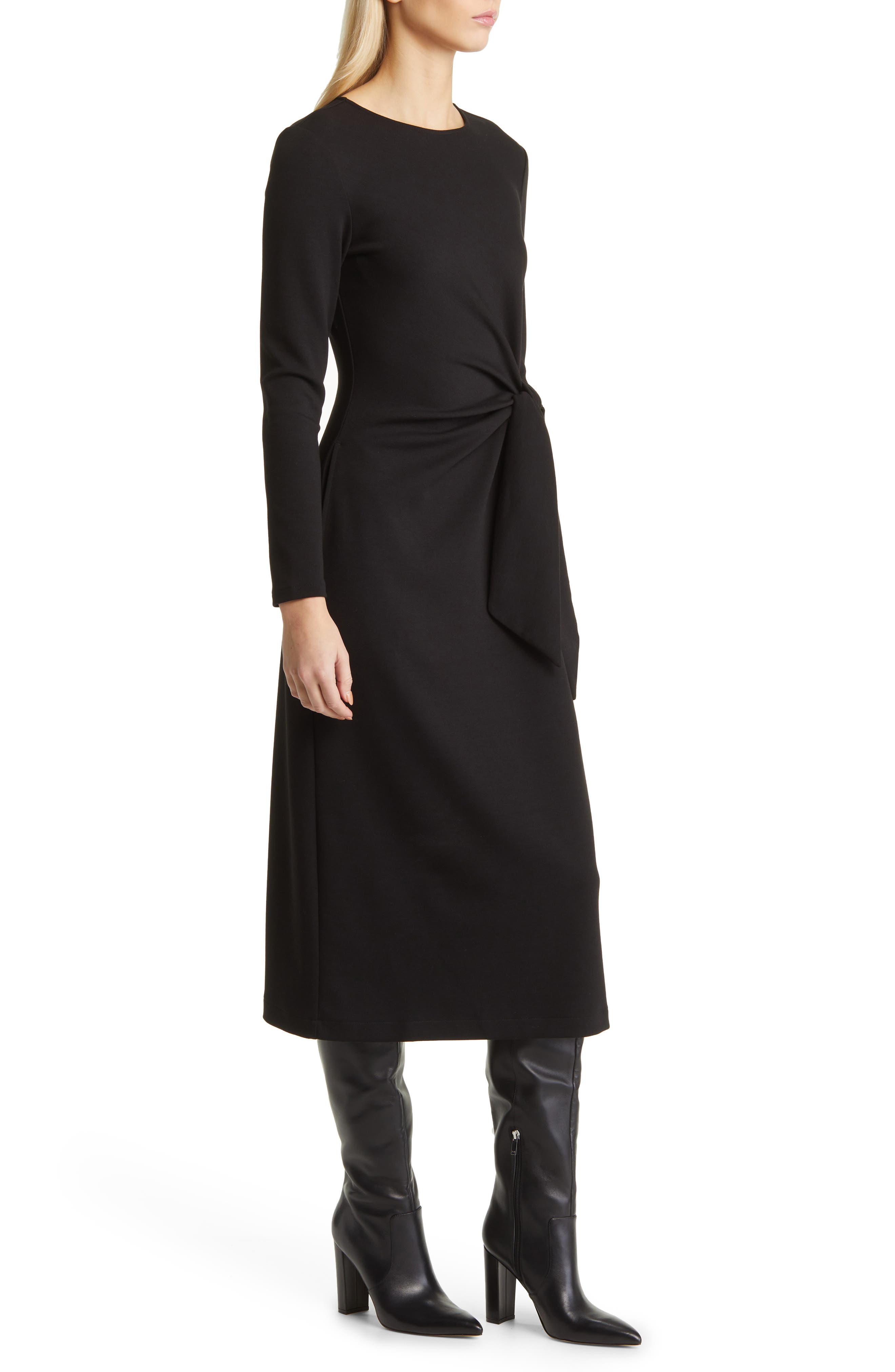 Nordstrom Tie Waist Long Sleeve Knit Midi Dress Nordstrom