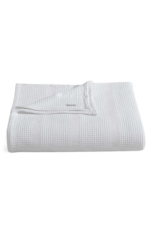 Calvin Klein Waffle Weave Stripe Cotton Blanket in at Nordstrom