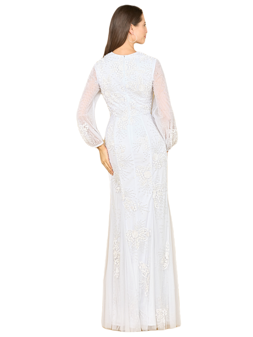 Lara New York Long Sleeve Beaded Bridal Gown In Ivory