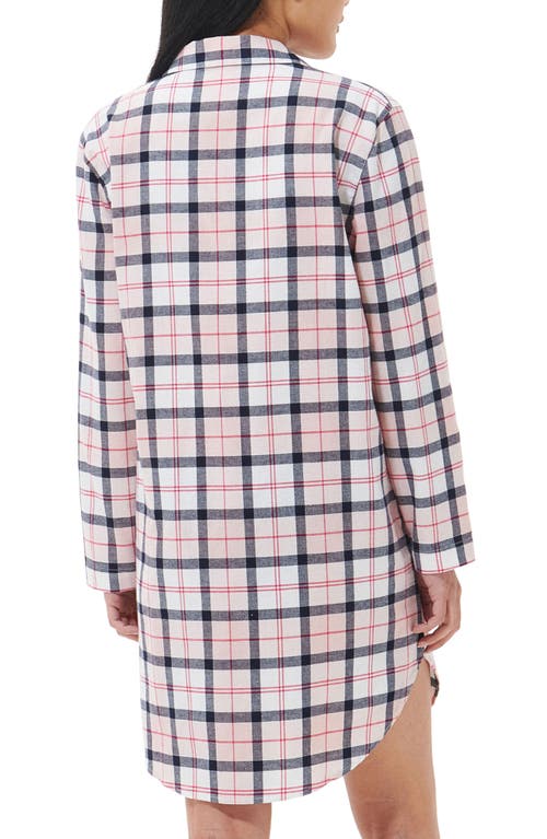 Shop Barbour Etta Tartan Brushed Cotton Nightshirt In Pink/navy Tartan