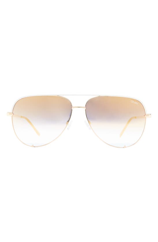 Quay High Key 55mm Aviator Glasses In White Gold/ Gold Flash