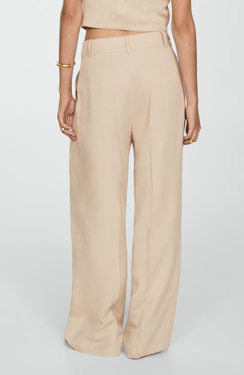 Shop Mango Wide Leg Pants In Beige