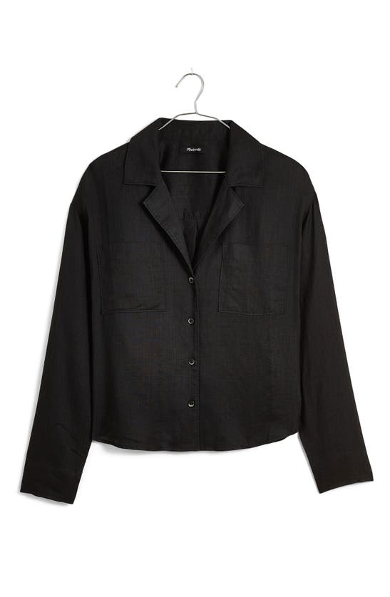 Shop Madewell Resort Ramie Button-up Shirt In True Black