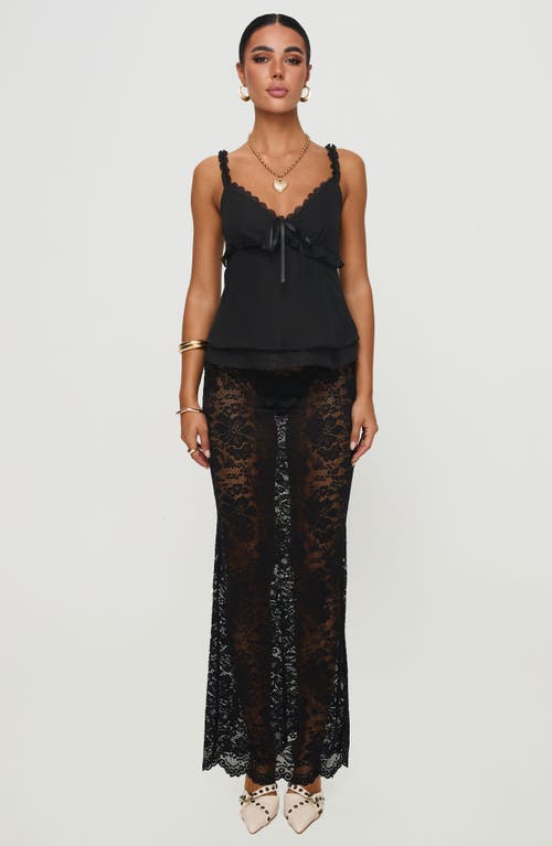 Princess Polly Taini Ruffle Chiffon Camisole In Black