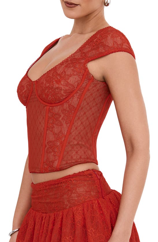 Shop Mistress Rocks Lace Corset Top In Red Rose