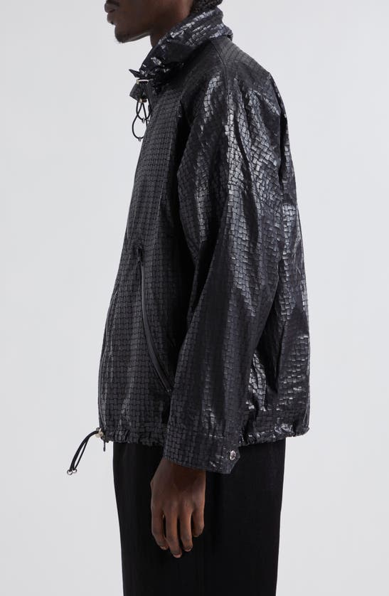 Shop Song For The Mute Basket Weave Faux Leather Jacket In Black