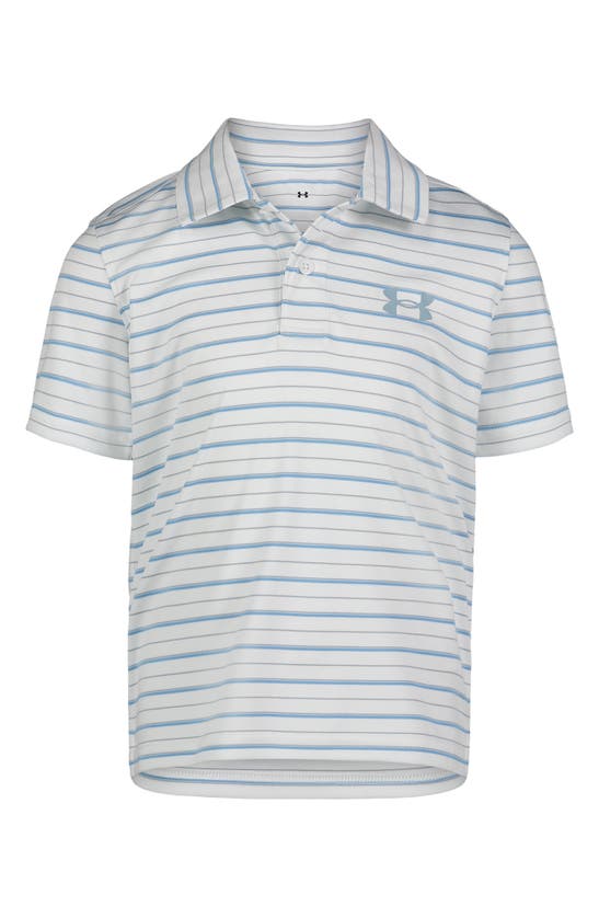 Under Armour Kids' Match Play Stripe Performance Polo In Gray Mist