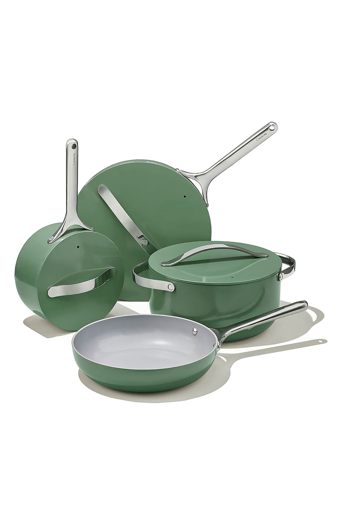 lime green pots and pans set