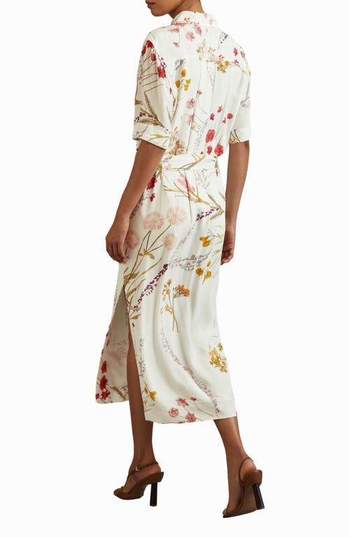 Shop Reiss Faya Floral Shirtdress In Ivory/orange