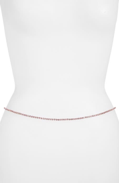 Amina Muaddi Crystal Belly Chain in Light Rose & Silver Base at Nordstrom, Size 70