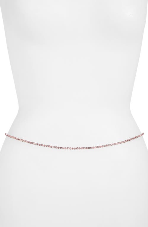 【AMINA MUADDI】silver-tone crystal belly chain Amina Muaddi Crystal Belly Chain in Light Rose & Silver Base