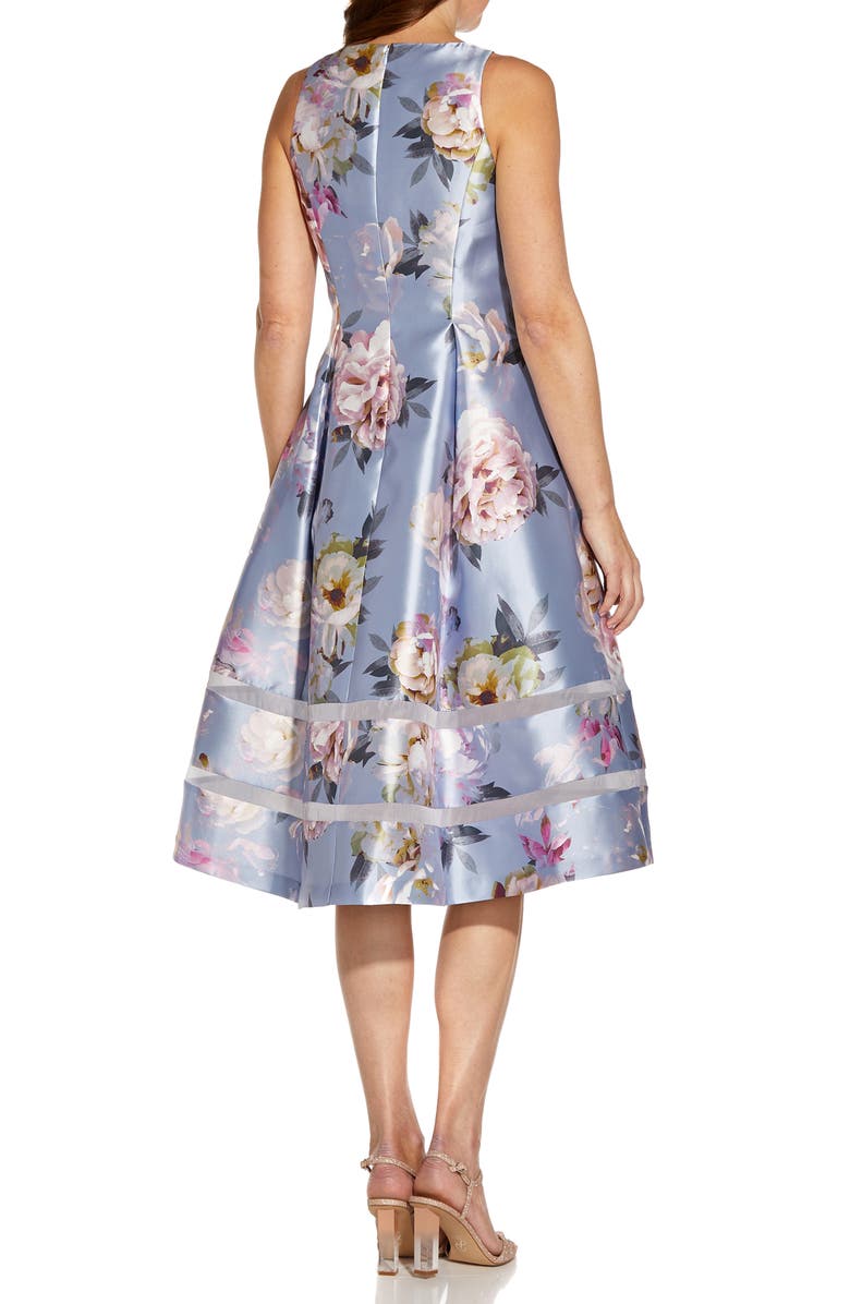 Adrianna Papell Floral Mikado Fit & Flare Midi Dress, Alternate, color, 