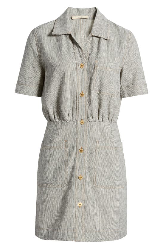 Sessun Tanohi Linen & Cotton Shirtdress In Whiblack