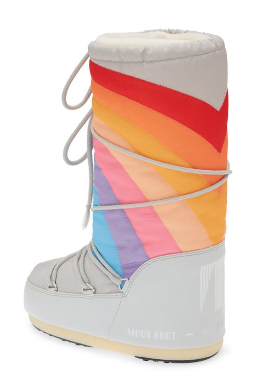 Moon Boot Kids' Rainbow Print Icon Water Repellent ® In Glacier/blue-red
