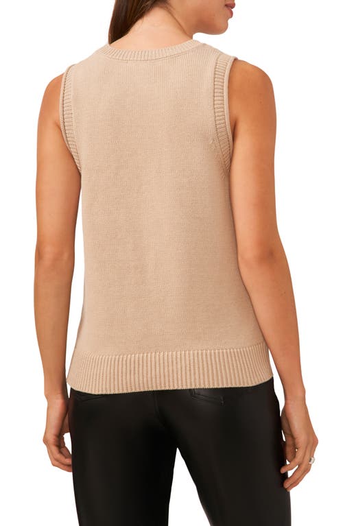 Halogen Open Stitch Sleeveless Sweater In Oxford Tan