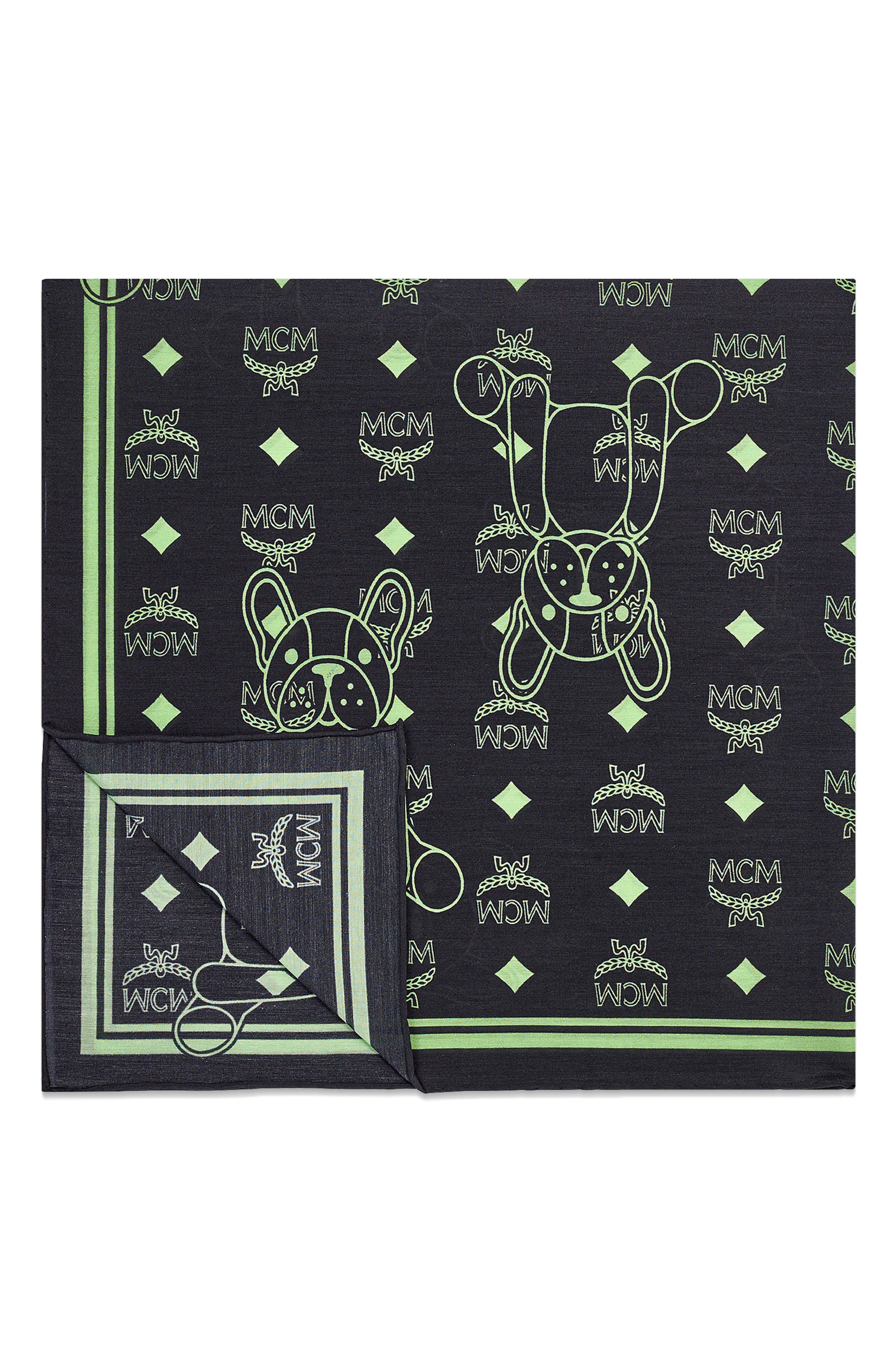 MCM Pup Print Square Cotton & Silk Scarf in Black at Nordstrom