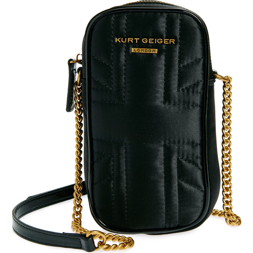 Kurt Geiger London Recycled Union Jack Phone Crossbody Bag In Black