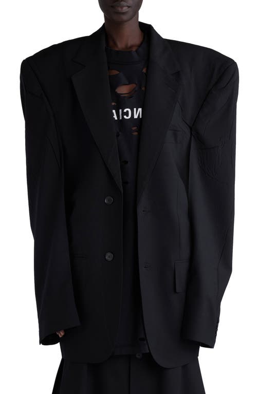 Balenciaga Cutaway Boxy Wool Jacket Black at Nordstrom,