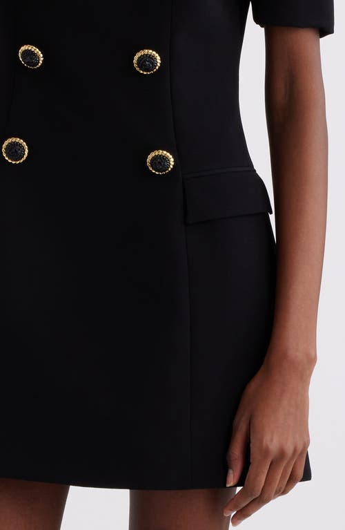 Shop Balmain Button Detail Crepe Minidress In Black