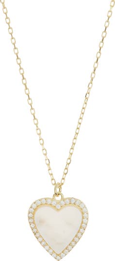 Argento Vivo Sterling Silver Mother of Pearl Heart Cubic Zirconia