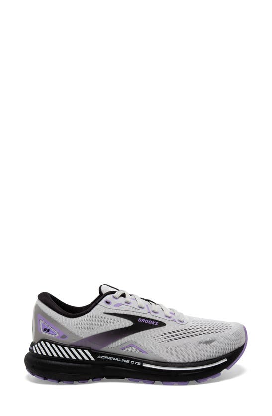 Shop Brooks Adrenaline Gts 23 Sneaker In Grey/ Black/ Purple