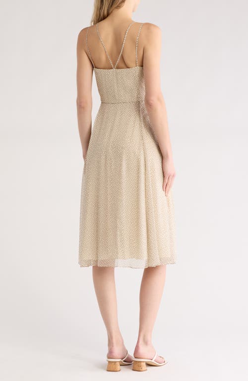 Theory Square Neck Double Strap Silk Dress In Oatmeal Multi