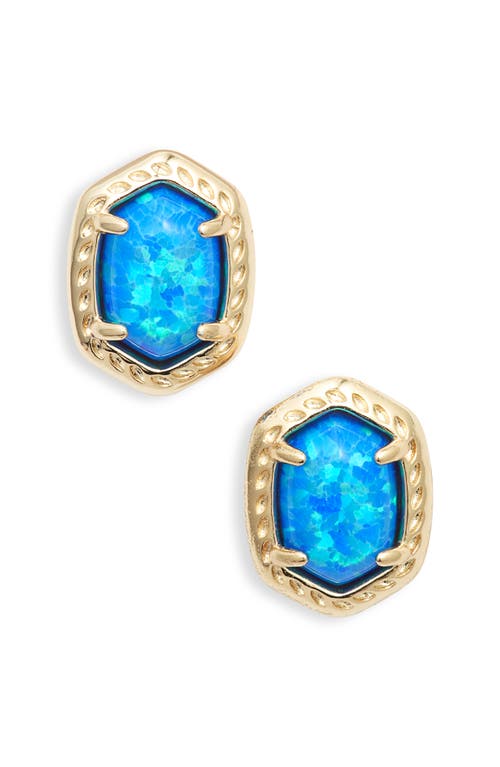 Kendra Scott Daphne Stud Earrings in Gold Bright Blue Kyocera Opal at Nordstrom