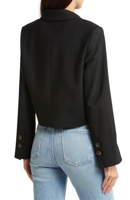 Twp Perfect Waiter Double Breasted Stretch Wool Crop Blazer In Black