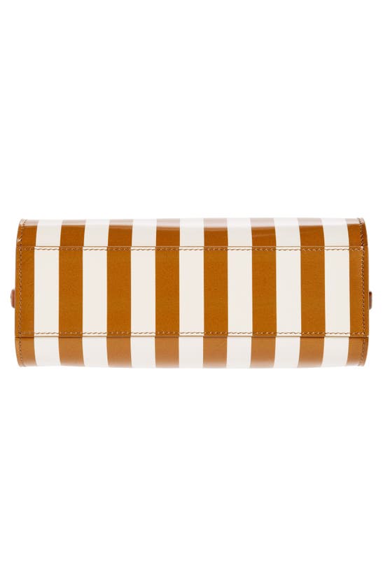 Shop Dries Van Noten Boxed Stripe Leather Top Handle Bag In Tan