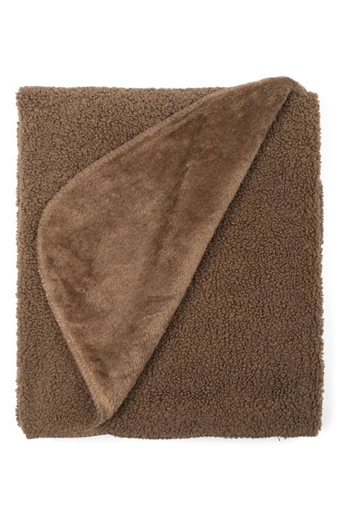 Solid Faux Fur & Faux Shearling Throw