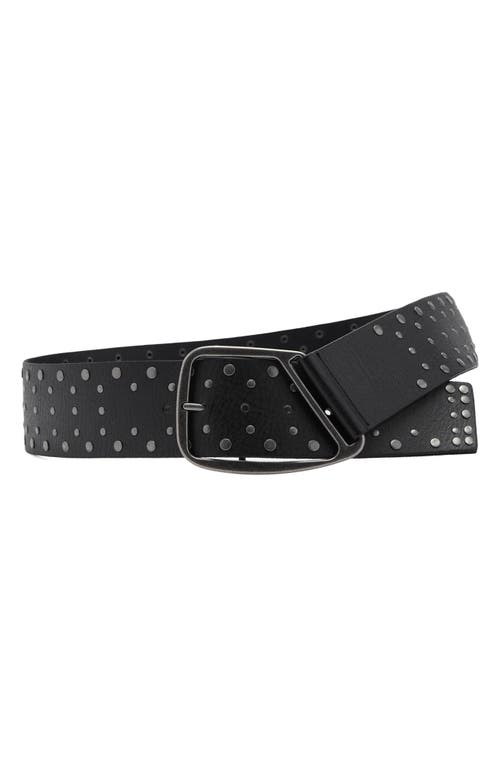 Mango Stud Leather Belt In Black