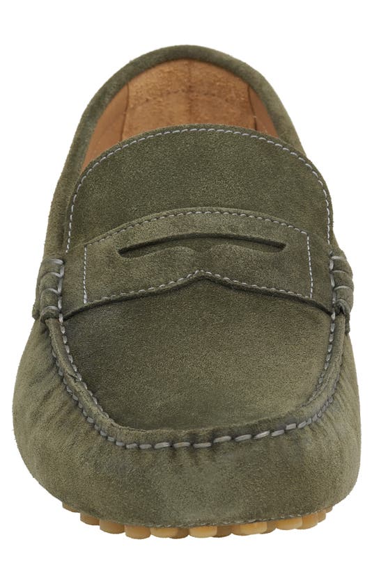 Shop Johnston & Murphy Athens Penny Driving Loafer In Olive Suede