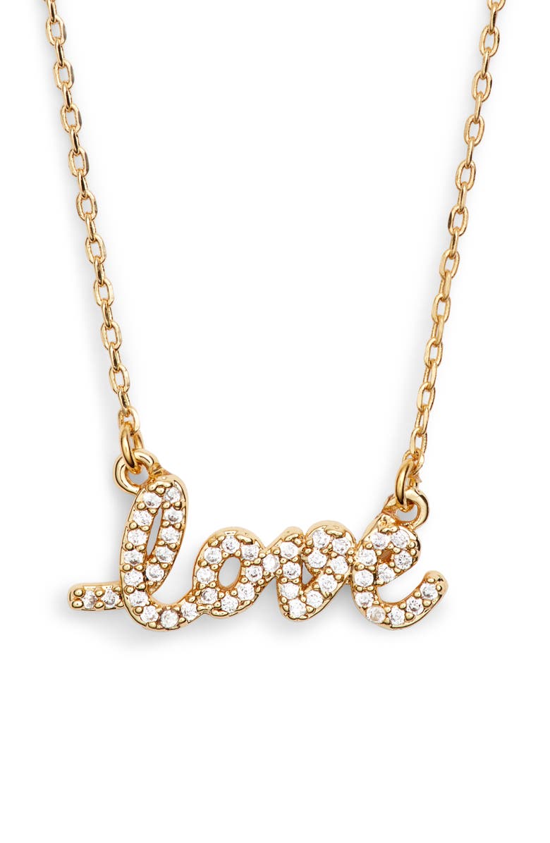 kate spade new york say yes pavé love mini pendant necklace | Nordstrom