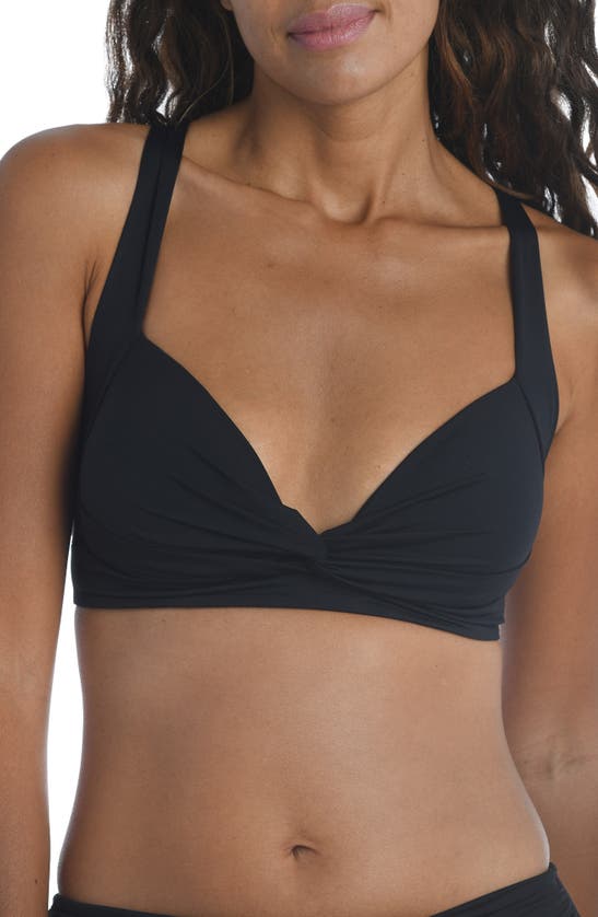 La Blanca Keyhole Banded Bikini Top In Black