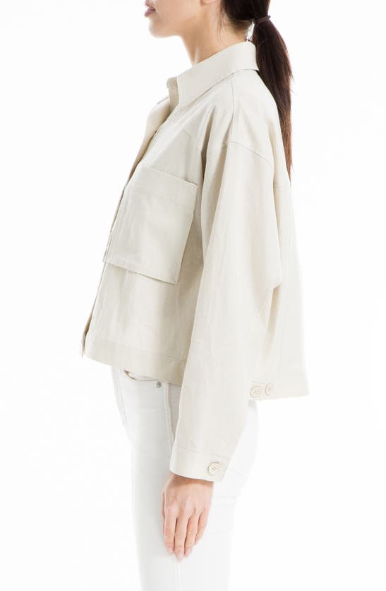 Shop Max Studio Boxy Linen Blend Utility Jacket In Natural