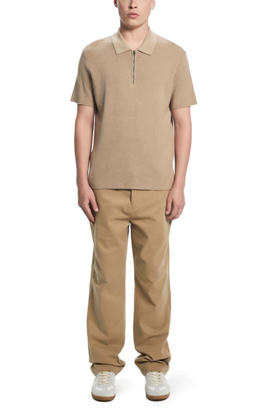 Shop Vayder Arnold Organic Cotton Blend Zip Polo Sweater In Sand
