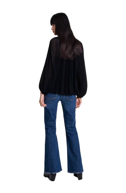 Shop Maje Pleated Shirt In Black