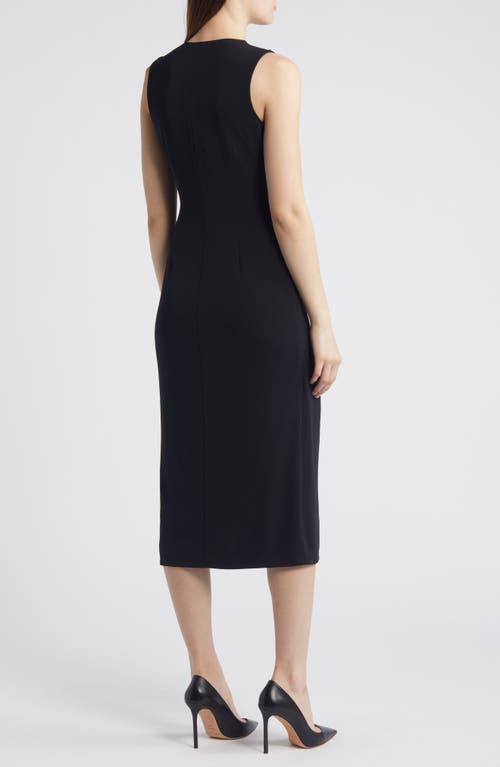 Shop Anne Klein Faux Wrap Sleeveless Jersey Midi Dress In Anne Black