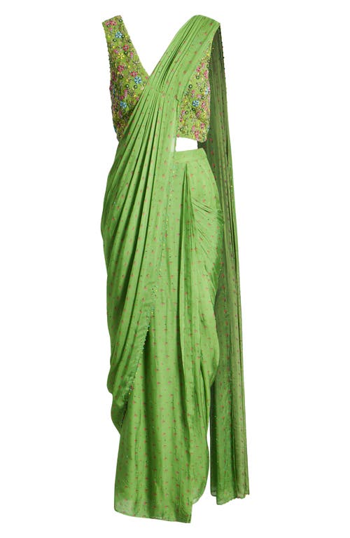 Sani Reshma Drape Saree In Light Green
