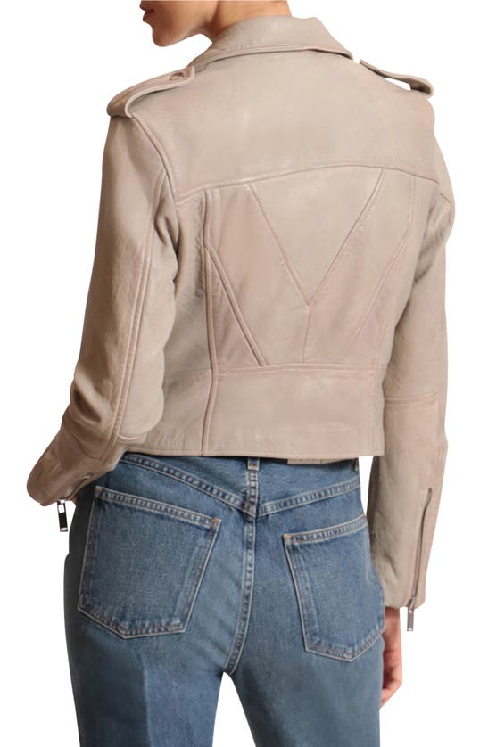 Shop Avec Les Filles Leather Biker Jacket In Pearl Grey