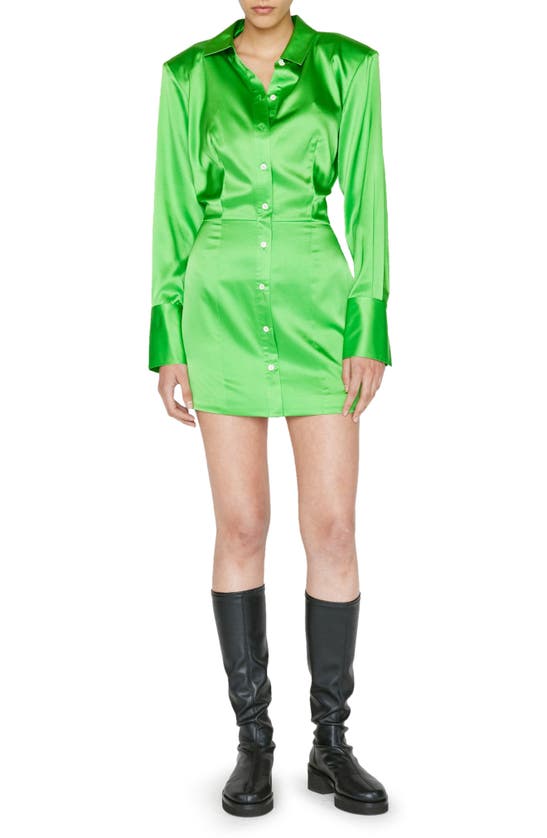 Frame Strong Shoulder Mini Dress Bright Peridot