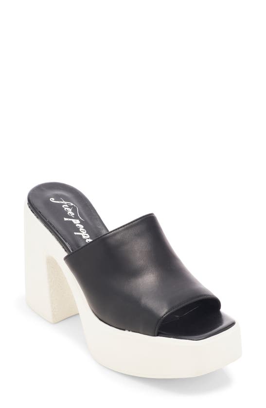 Free People Zoe Platform Slide Sandal In Black Leather | ModeSens