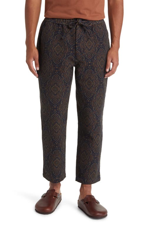 Kurt Antiqued Jacquard Trousers in Navy/Green