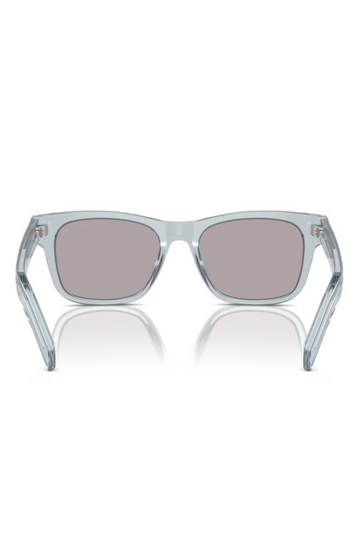 Shop Prada 54mm Polarized Rectangular Sunglasses In Transparent Azure