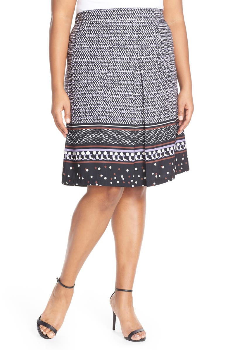ELOQUII Pleat Front Print A-Line Skirt (Plus Size) | Nordstrom