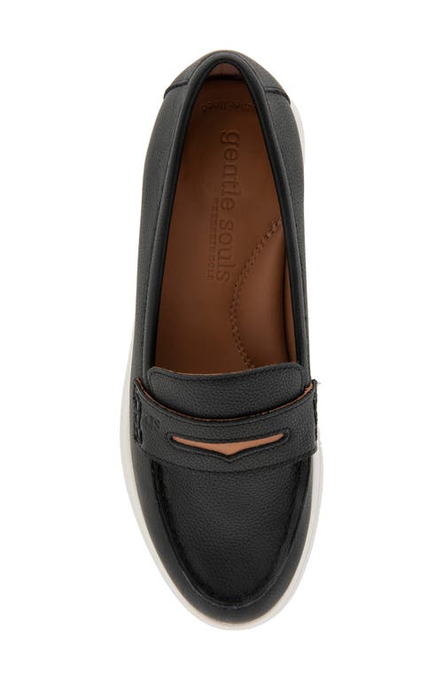 Shop Gentle Souls By Kenneth Cole Gentle Souls Bailey Metallic Penny Loafer In Black Leather