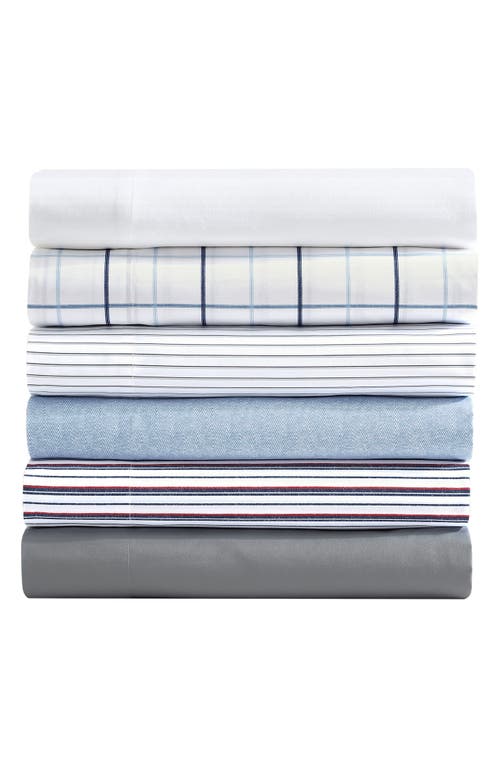 Nautica Striped Grey Microfiber Queen Sheet Set In Grey