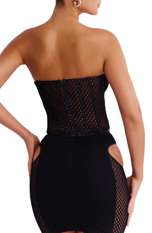 Mistress Rocks Open Knit Corset Top In Black