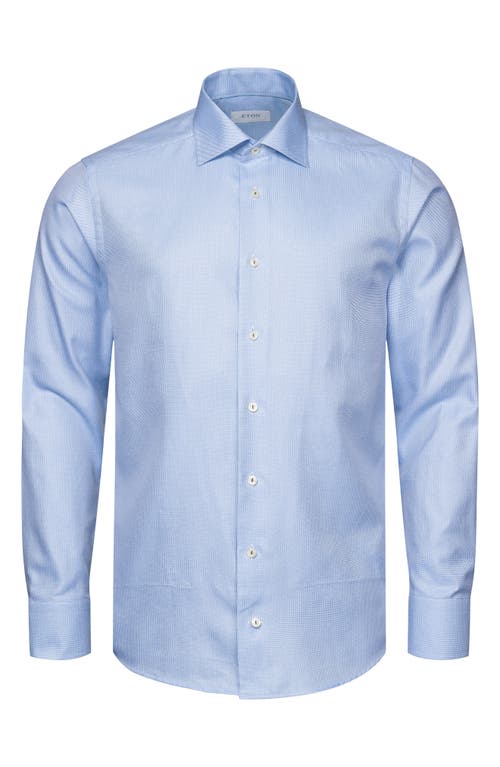 Shop Eton Contemporary Fit Textured Organic Cotton Dress Shirt In Lt/pastel Blue