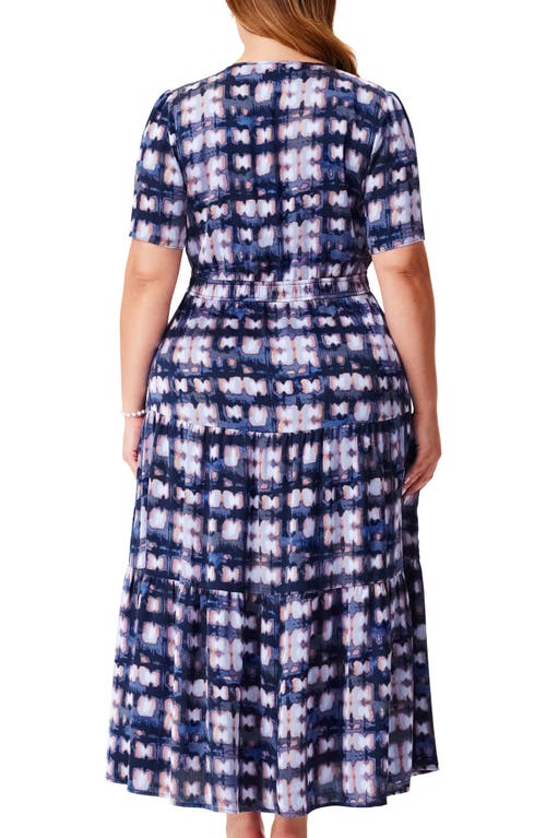 Shop Nic + Zoe Nic+zoe Shibori Glow Daydream Tiered Maxi Shirtdress In Indigo Multi